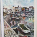 Oil on canvas the port of the Fleet in Re