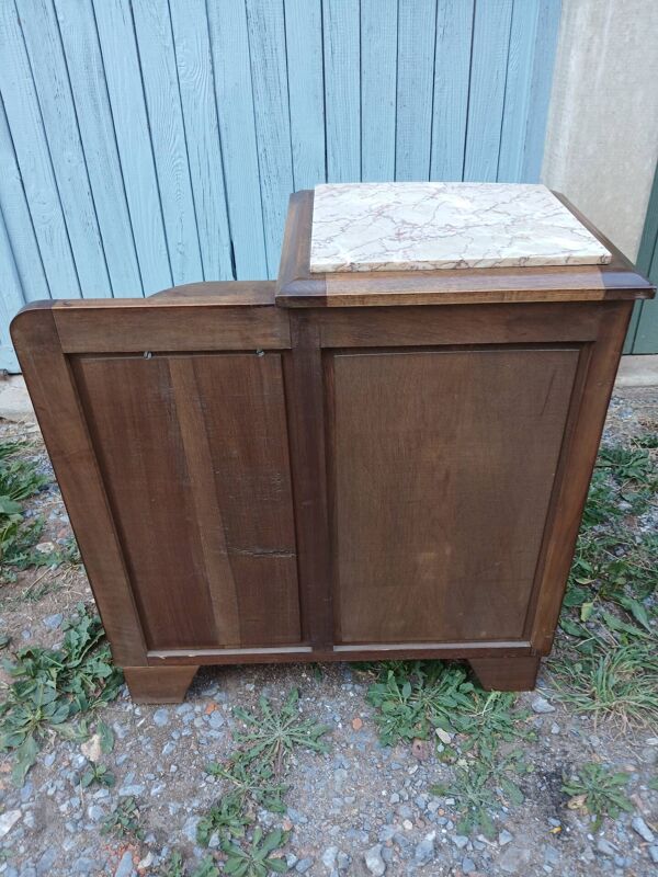 Table de chevet vintage bois et marbre