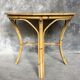 Round rattan dining table - formica top - vintage 1960