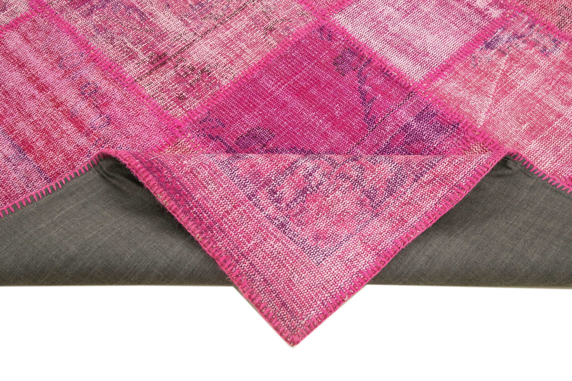 Handmade anatolian vintage 175 cm x 242 cm pink patchwork rug