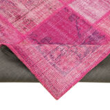 Handmade anatolian vintage 175 cm x 242 cm pink patchwork rug