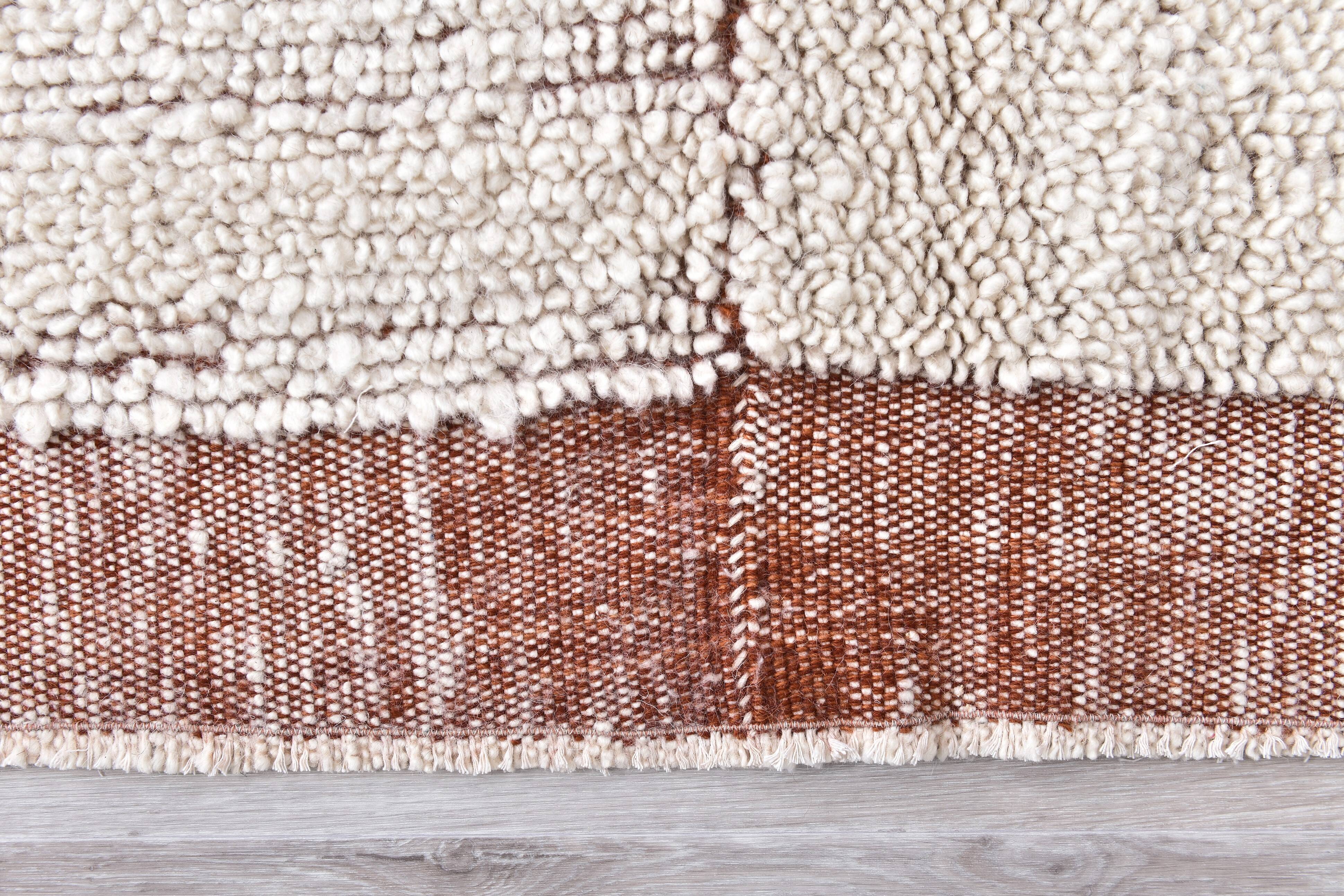 Terracota wool moroccan shaggy rug, Turkish wool rugs orange terracota