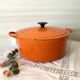 Le Creuset casserole dish in round enameled cast iron 26cm 4 L vintage orange