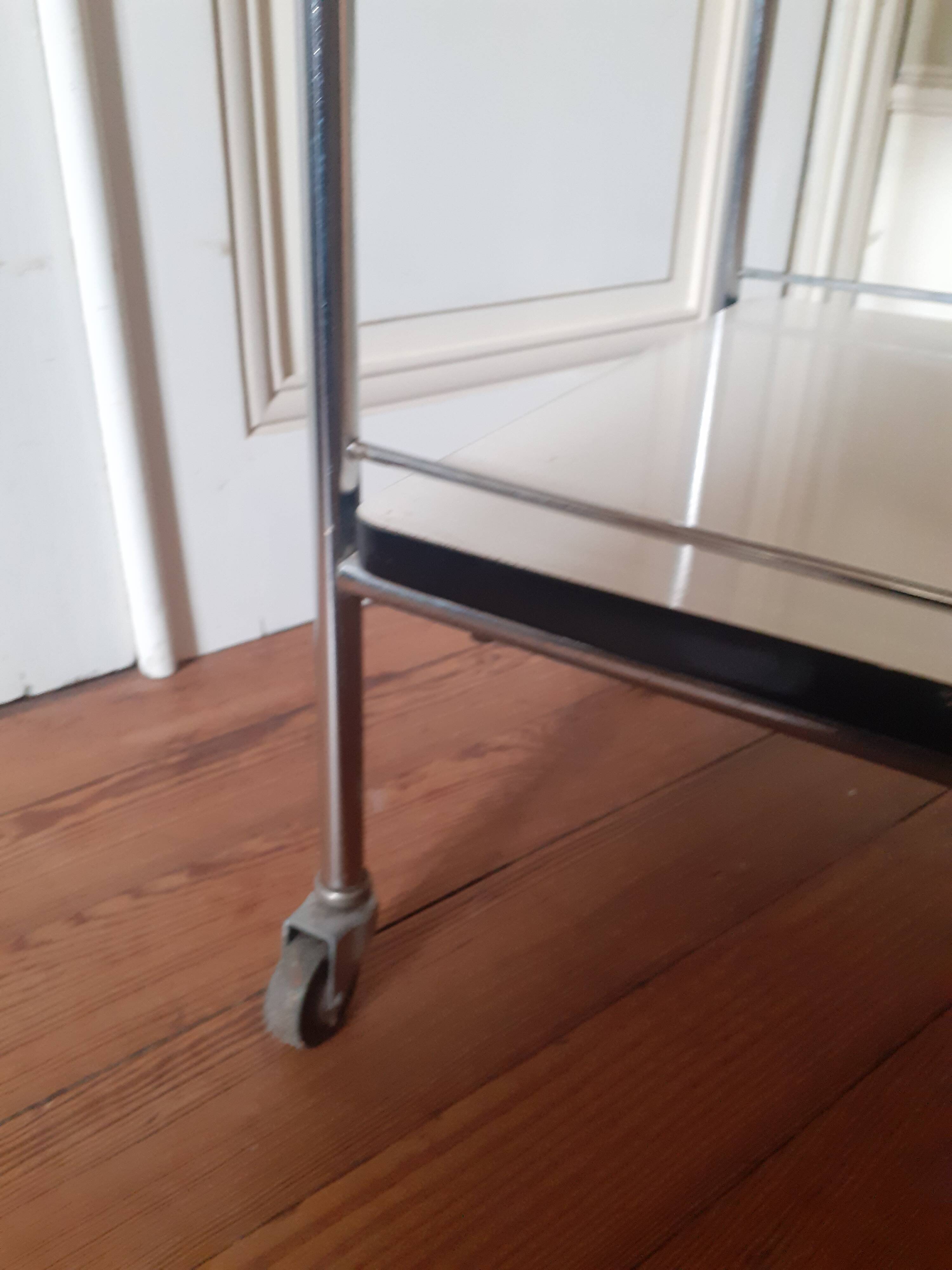 Vintage chrome metal serving trolley