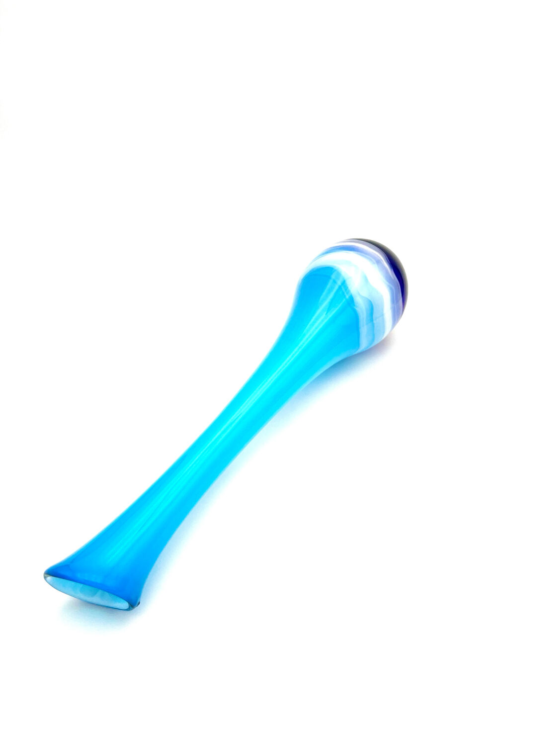 Sculptural Vase "Goccia" 43cm - Blown Murano Glass - Blue & Latte