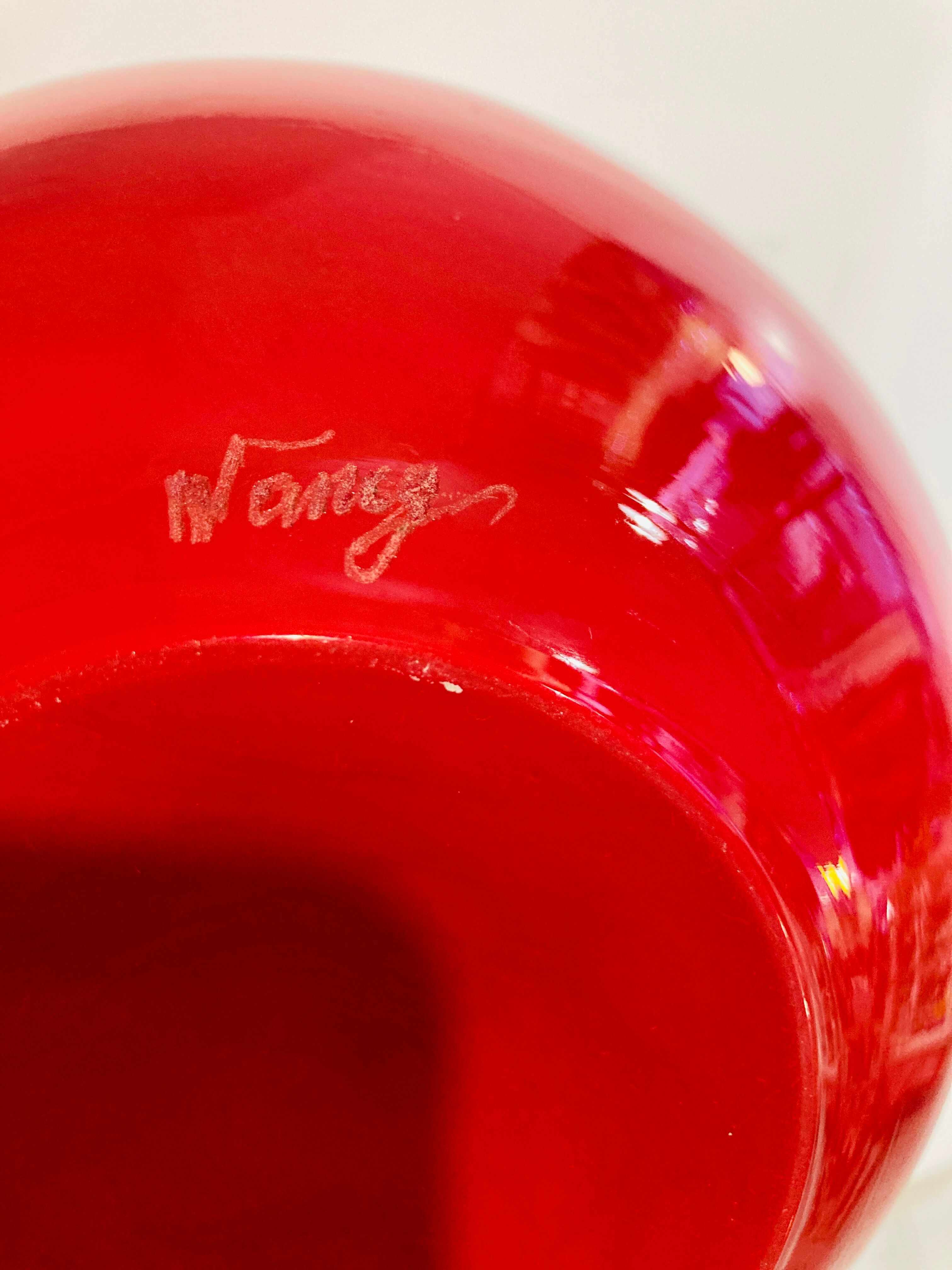 Marmorean glass ball vase in white murano and red-deco-retro-vintage