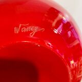 Marmorean glass ball vase in white murano and red-deco-retro-vintage