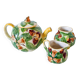 Tea service consisting of a teapot, a milk jug and a numbered hazelnut slip sugar bowl
