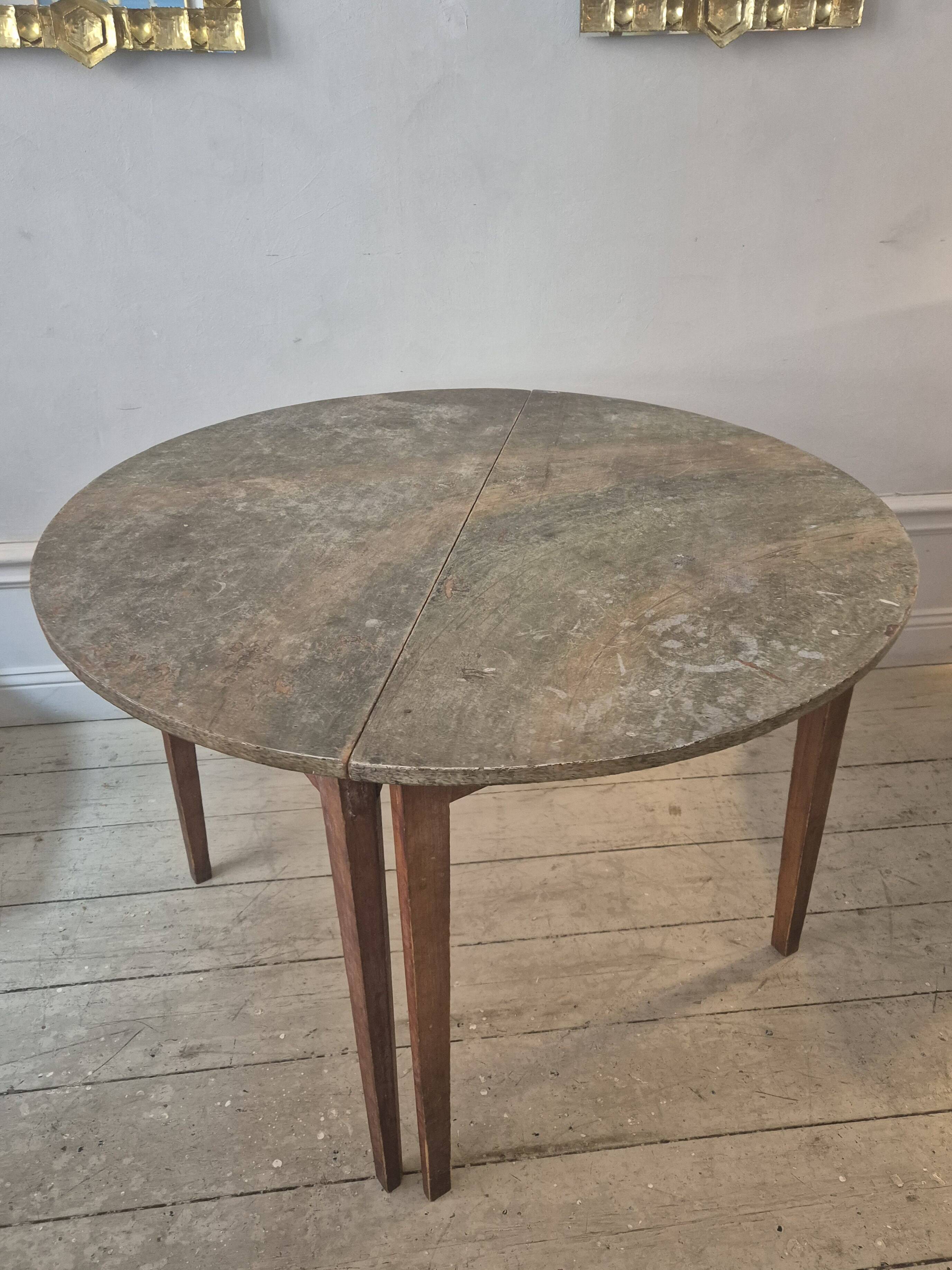 Half-moon tables with original marbled tops, Swedish provincial style Allmoge, 1860s
