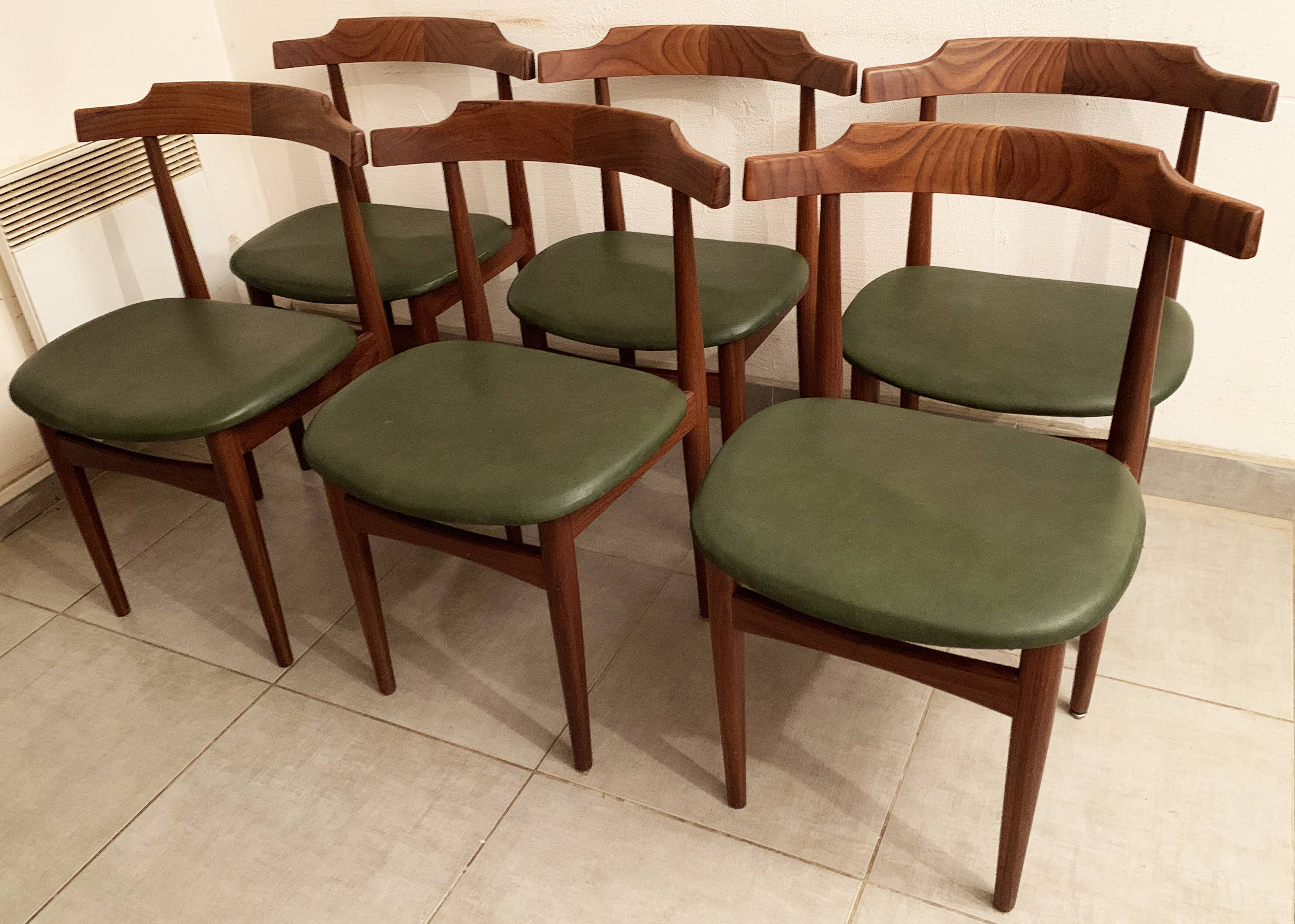 Ensemble de 6 chaises danoises de Hans Olsen pour le fabricant Frem Røjle