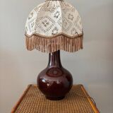 Ceramic lamp with hooked lampshade