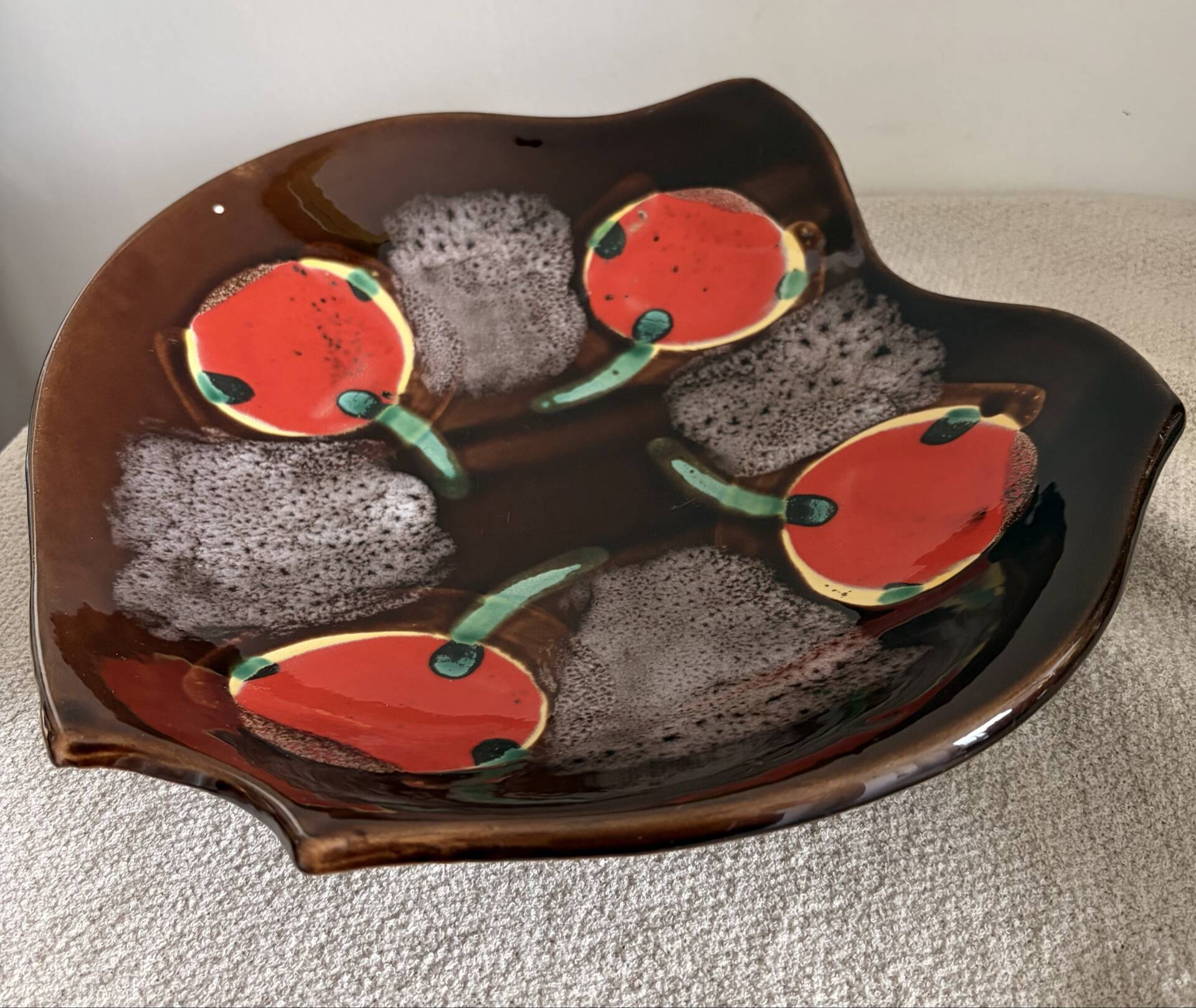 Vintage Mid-Century Ceramic "Forme Libre" Centerpiece Bowl by Vercor,