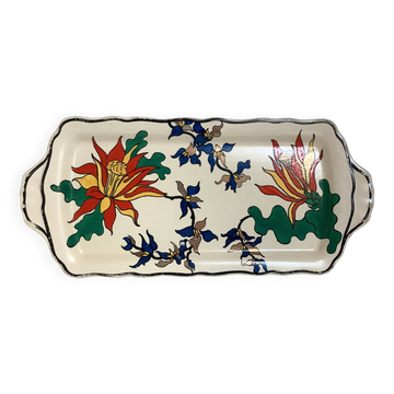 Plat Longwy ancien à décor de fleurs