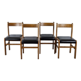 Ensemble de quatre chaises en hêtre et cuir