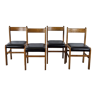 Ensemble de quatre chaises en hêtre et cuir