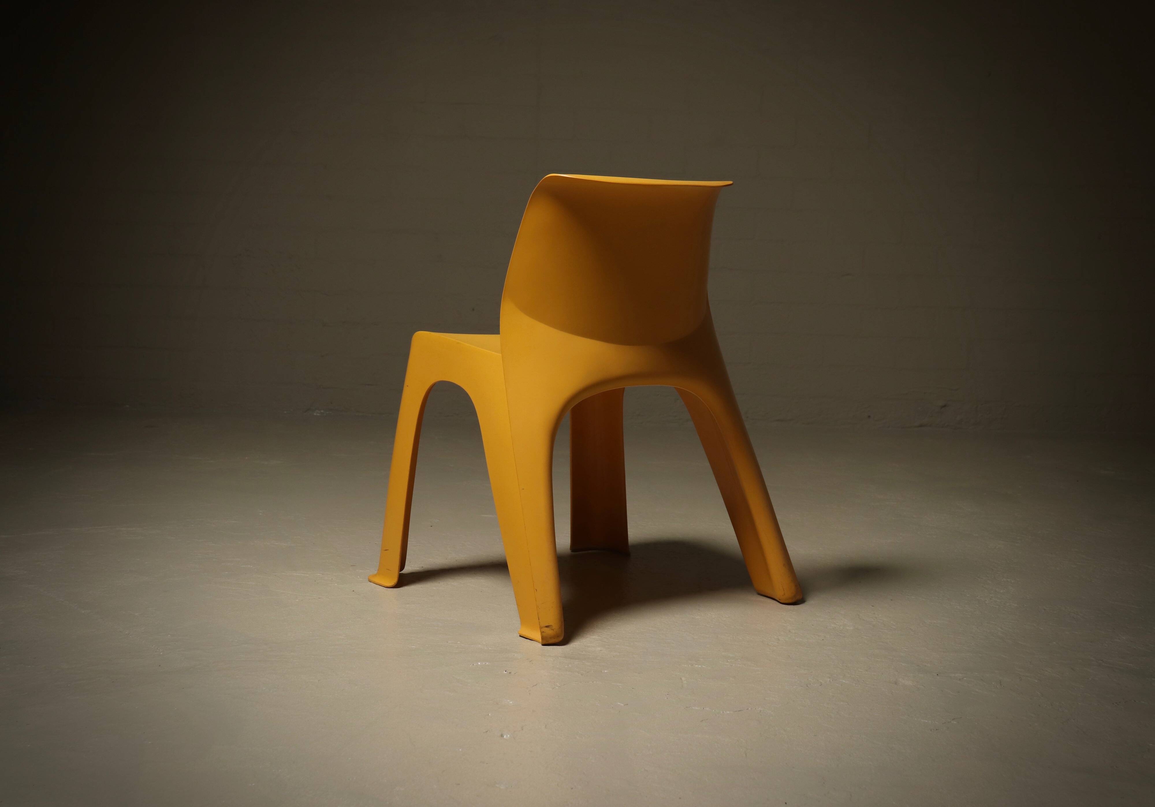 Sculptural Monobloc Chair in Yellow ABS Plastic 1970s
