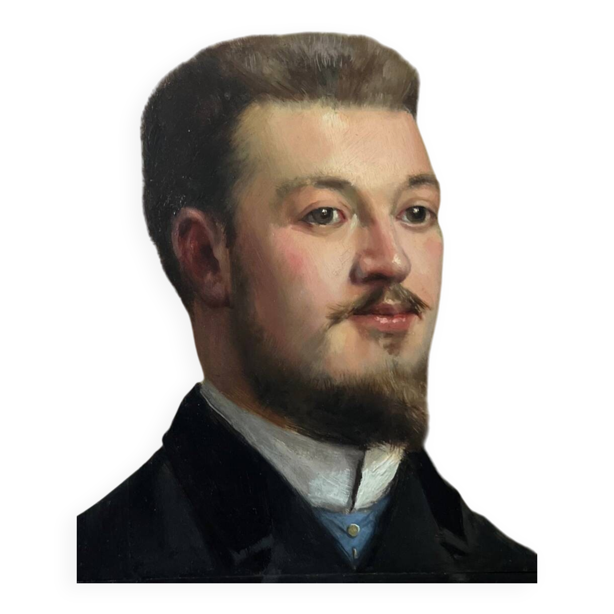 Georges Ferré (1853-1924) Portrait d'un ami, 1886, huile sur panneau, signé