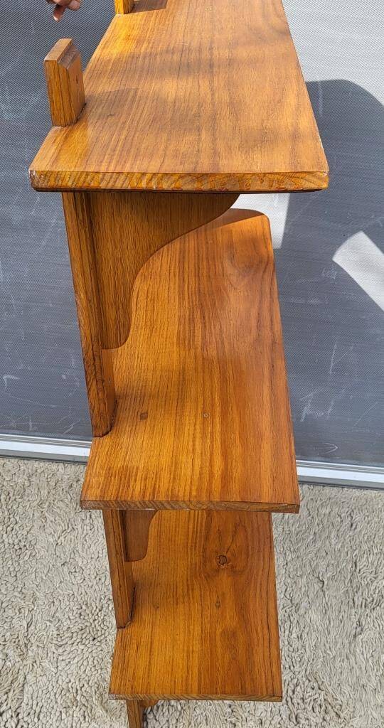 3-shelf oak wall shelf