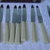 Set 10 old knives stainless blade white handle