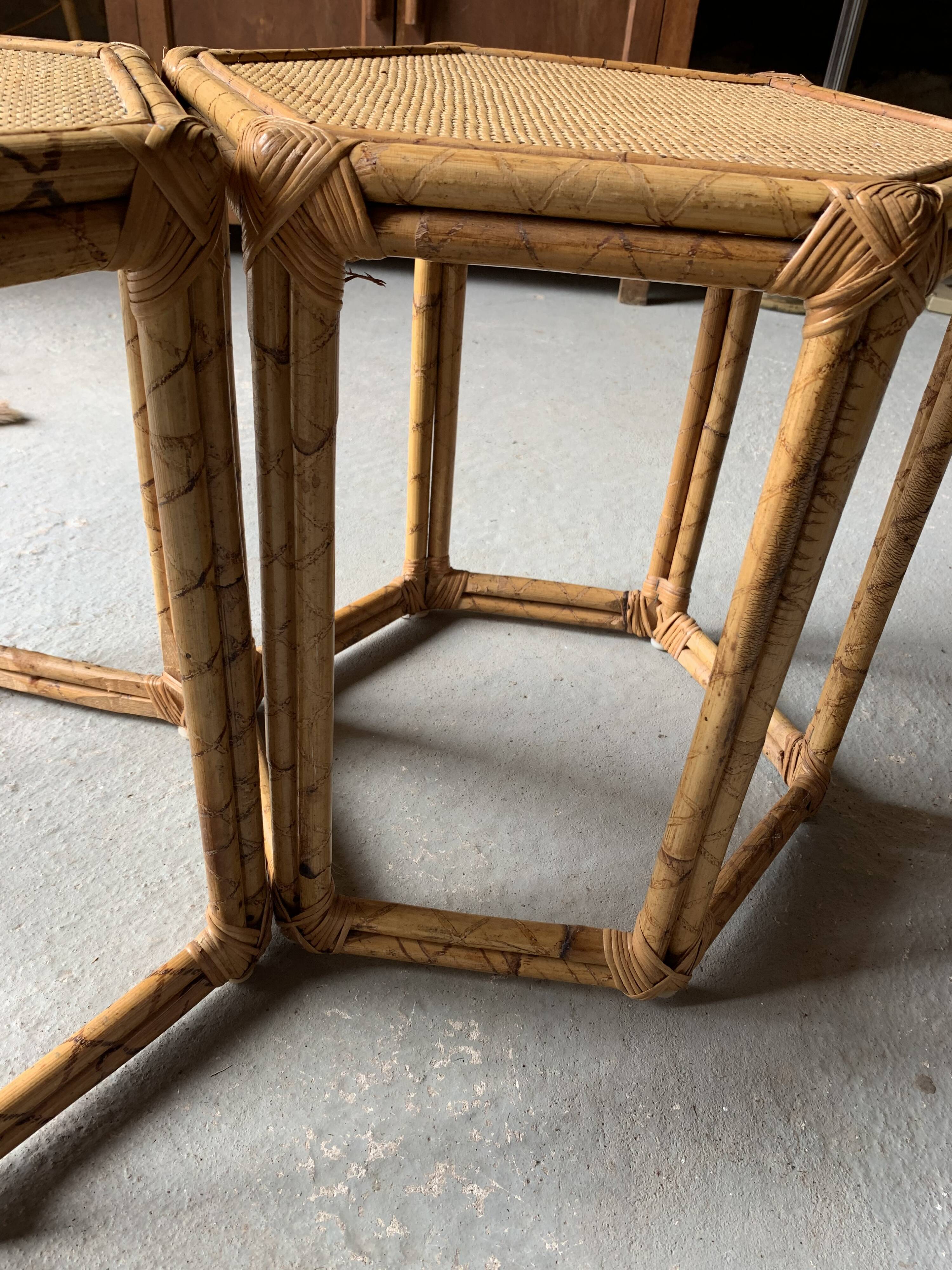 2 octagonal rattan coffee tables