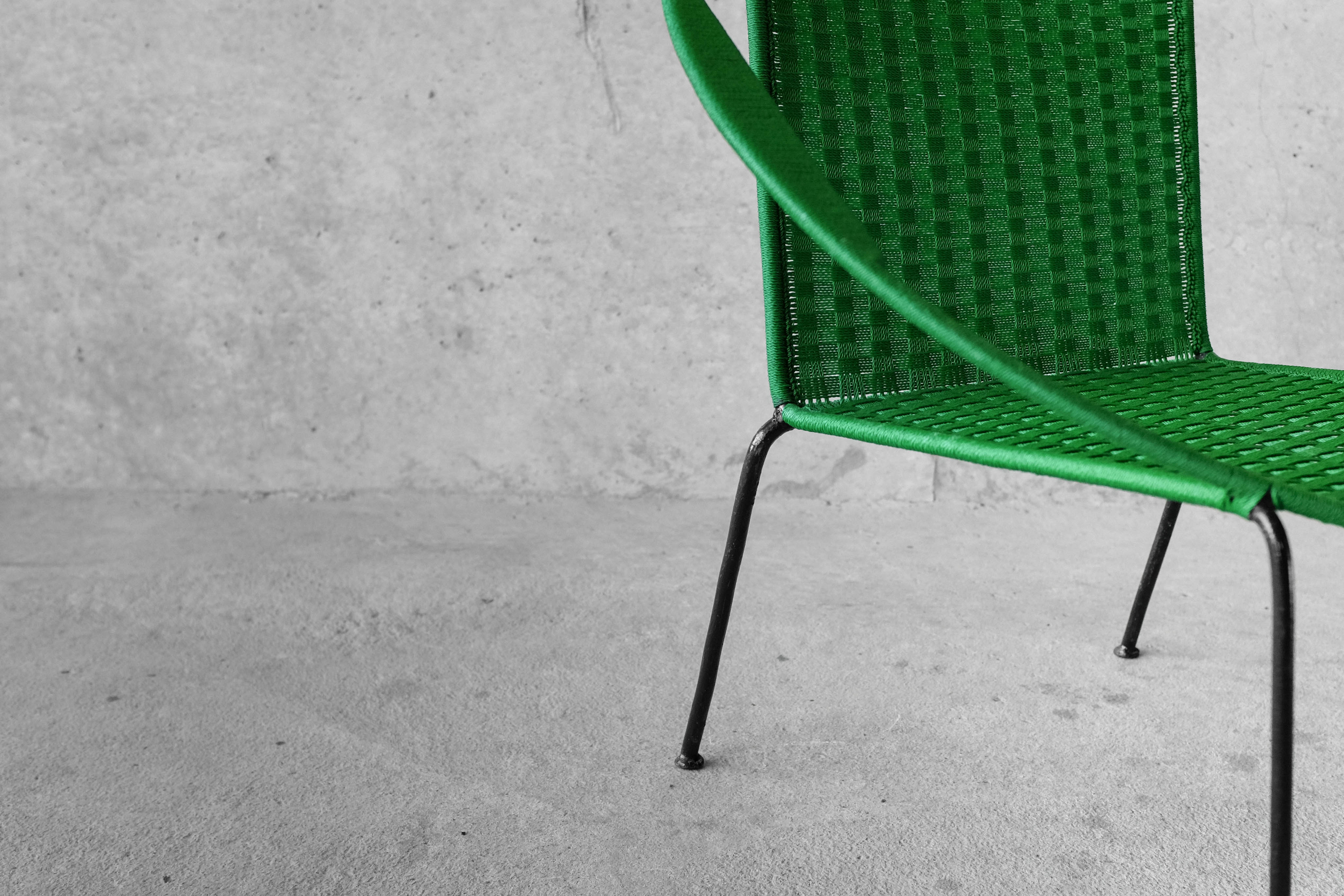 Armchair metal structure and green ropes 1960