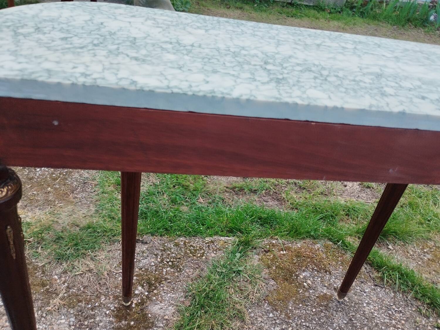 Console ancienne style louis xvi avec plateau marbre