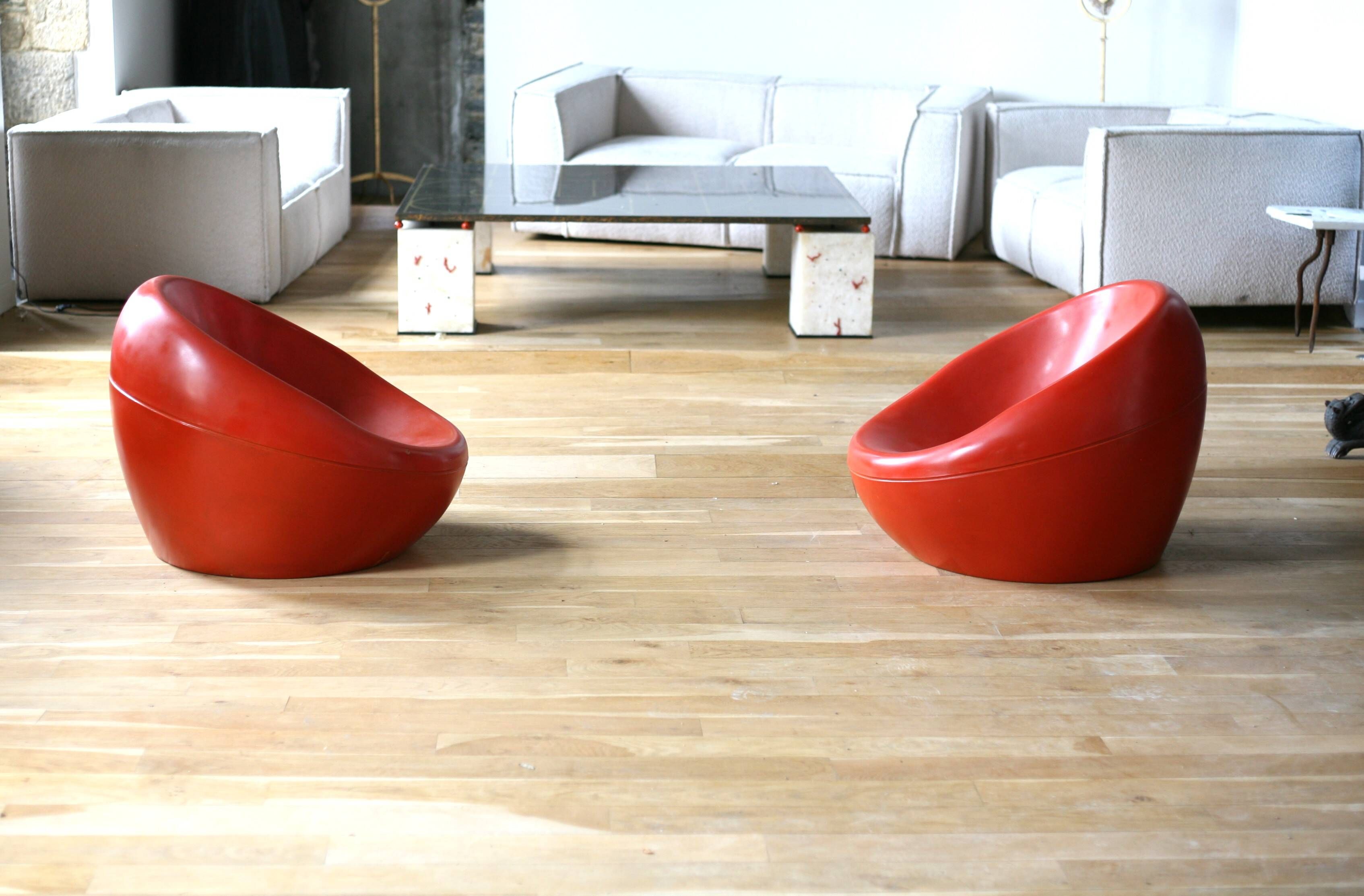 Pair of "space age" armchairs, fibreglass, 1960s