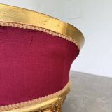 Fauteuil bois doré et velours rouge Louis XVI