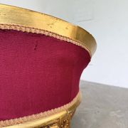 Louis XVI gilt wood and red velvet armchair