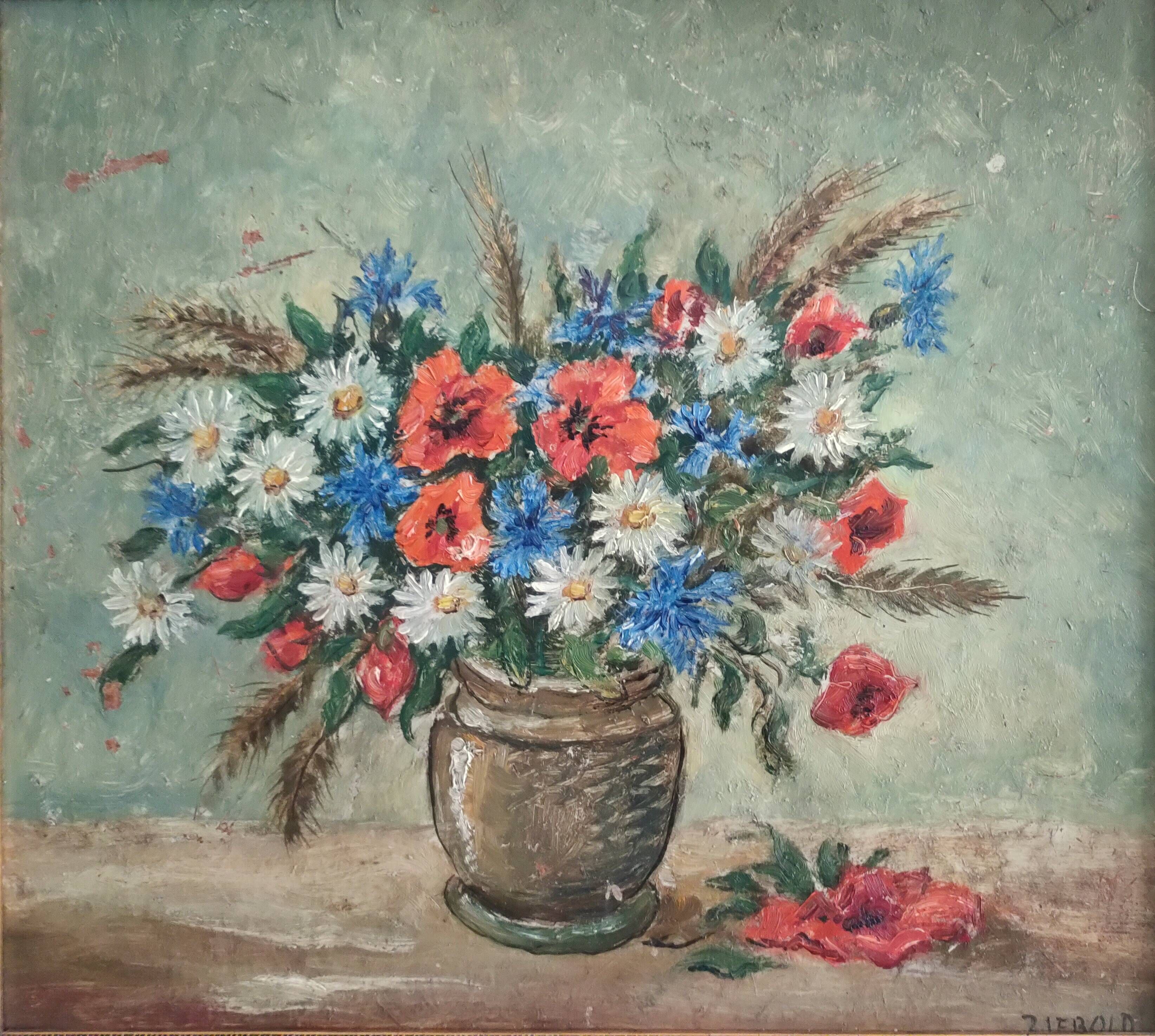 Painting ZIEBOLD Christian, 1910-1990, ref LOTZ HST Tricolor flower bouquet