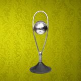 Space Age floor ashtray - chrome steel and cast iron with a rotating system, 1970s Mettawa style.