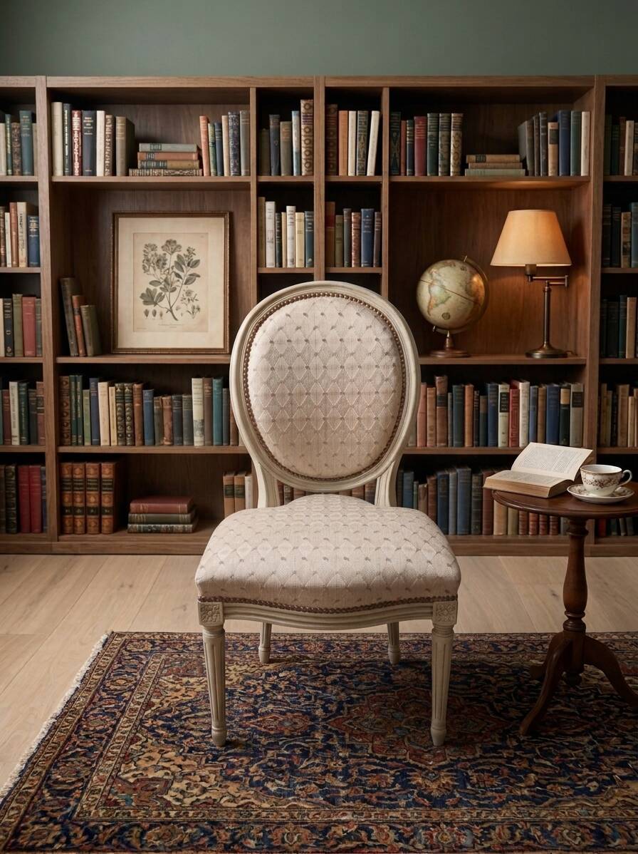 Lot de 6 chaises + 2 fauteuils médaillon style Louis XVI