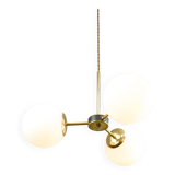 Mid-Century Modern Italian Chandelier in Brass and Opaline Glass, 1960s