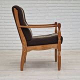 1970s, Danish design, oak wood armchair in furniture wool.