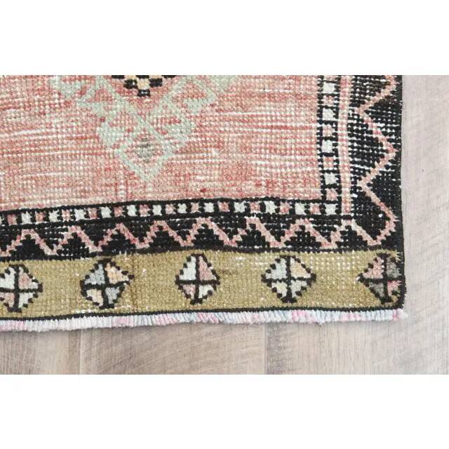 1970s Turkish Oushak Handmade Wool Cotton Orange Runner Rug 92x331