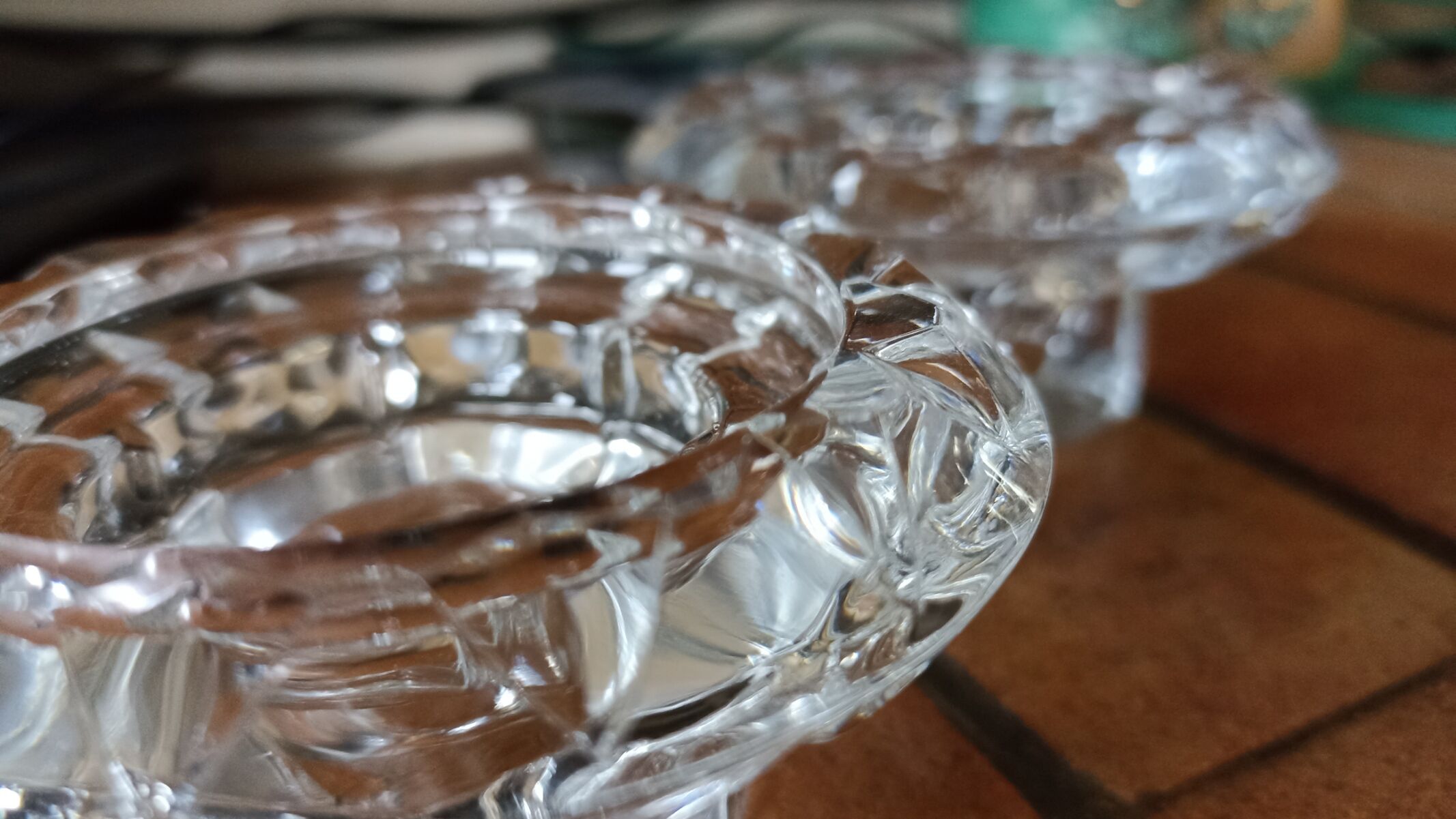 Duo of crystal candle holders - ARC France