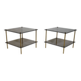 Smoked glass table 70s 80s true vintage design side table, set of 2