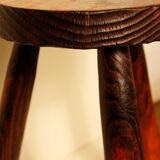 Tripod stool solid wood tinted red