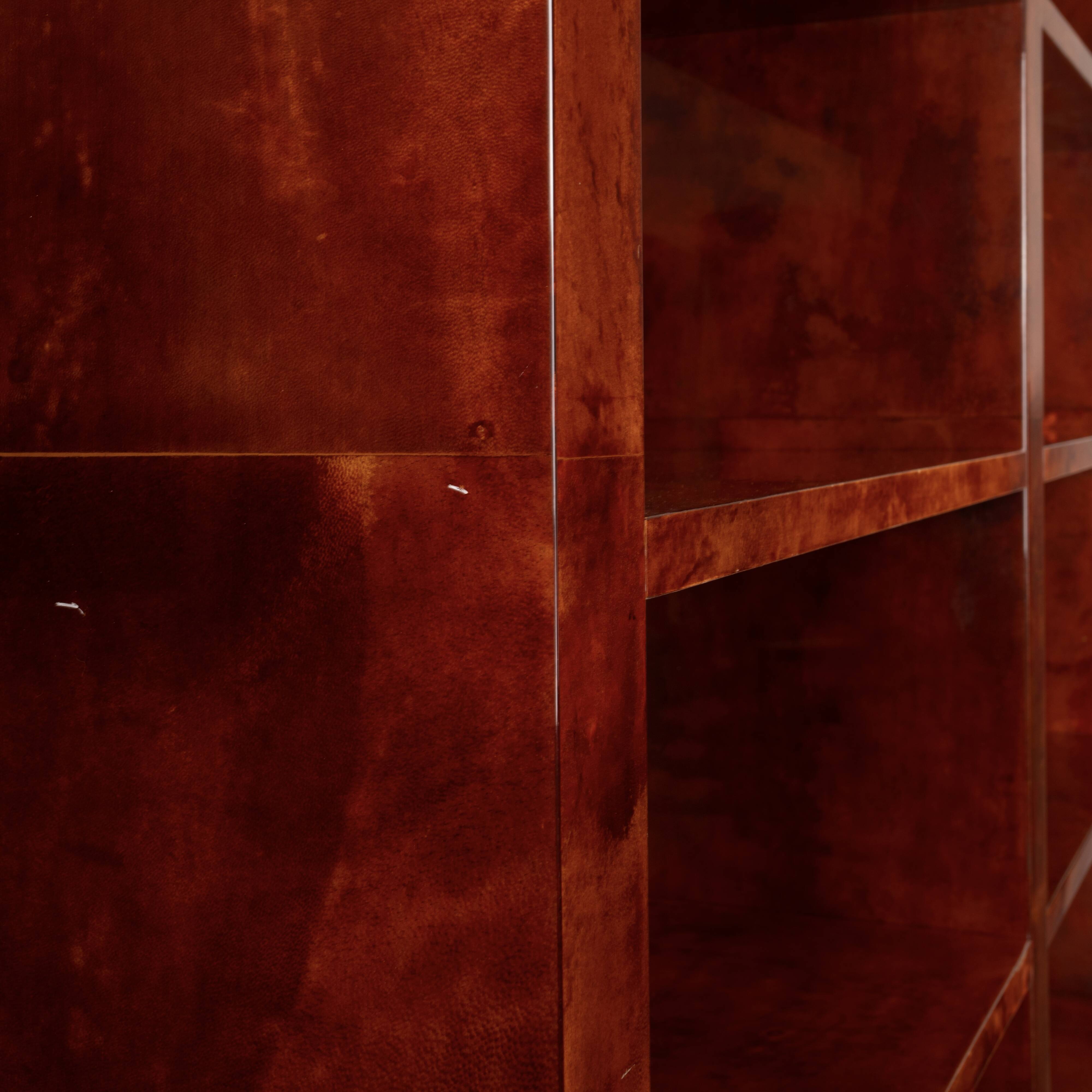 Parchment bookcase by Aldo Tura for Tura Milano 1960