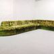 XL Woodstock Style Greenish Velvet Modular Sofa with Ottoman by Laauser 70s