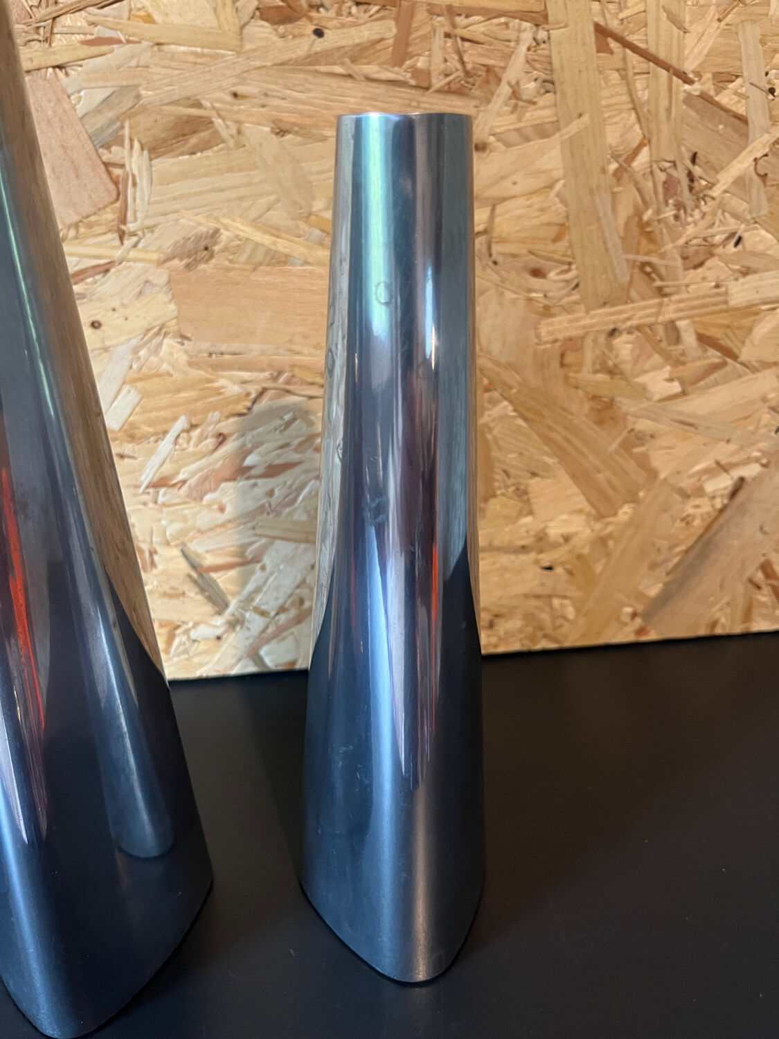 Trio of aluminum candle holders year 90