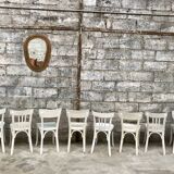 Lot of 8 white Baumann chairs in vintage troquet bistro