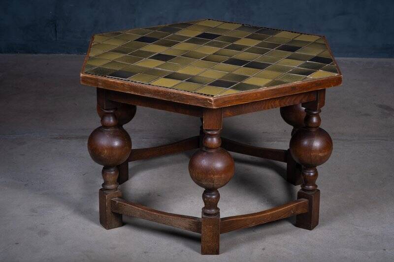 Octagonal Coffee Table in Oak, 1930s