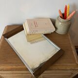 Old mirror and wood tray