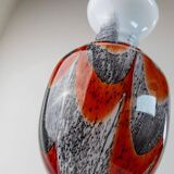 Orange White Black Multicolor Murano Glass Vase by Carlo Moretti – Italy 1970s, Tall Centerpiece