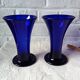 Pair of cobalt blue vases in blown glass, handmade.