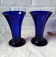 Pair of cobalt blue vases in blown glass, handmade.