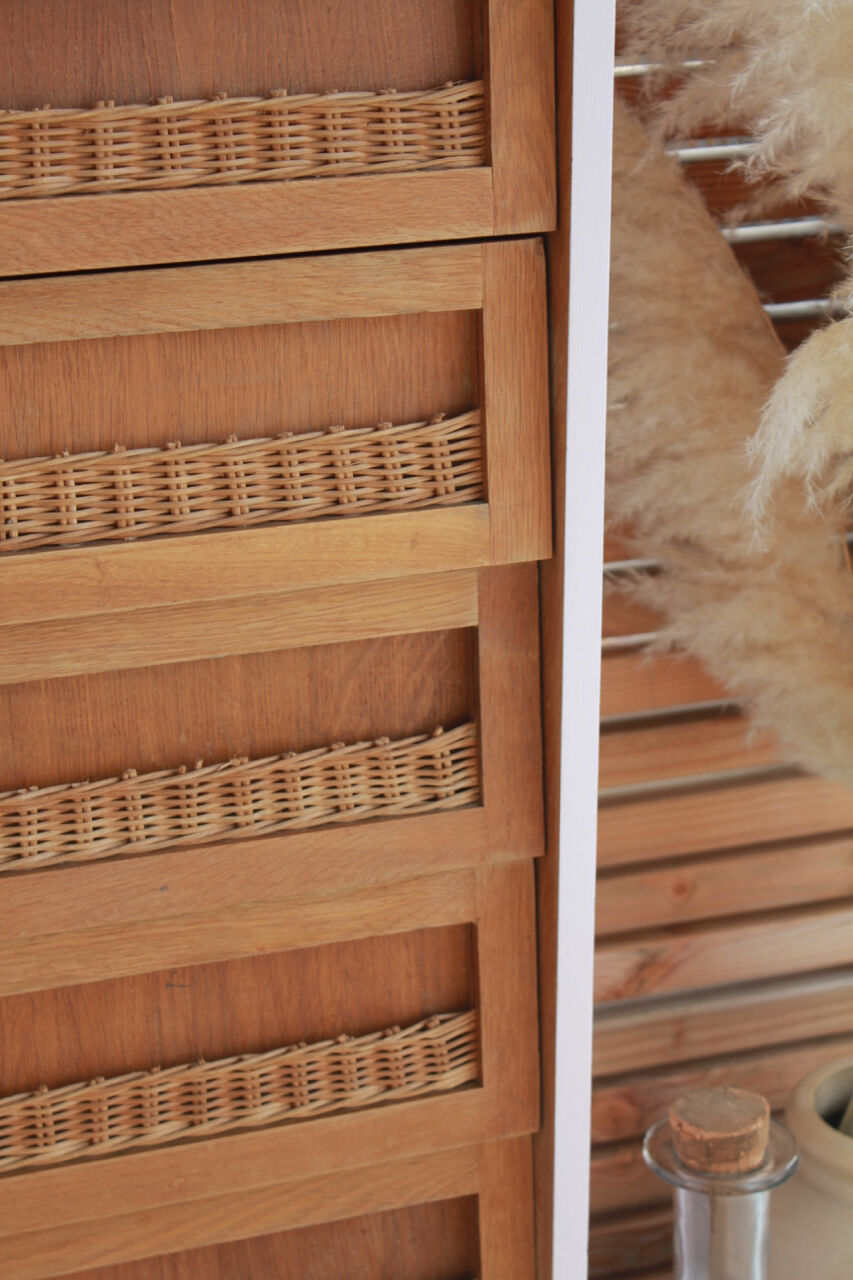 Vintage dresser rattan feet compass