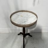 Louis XVI style pedestal table, beech and marble end table