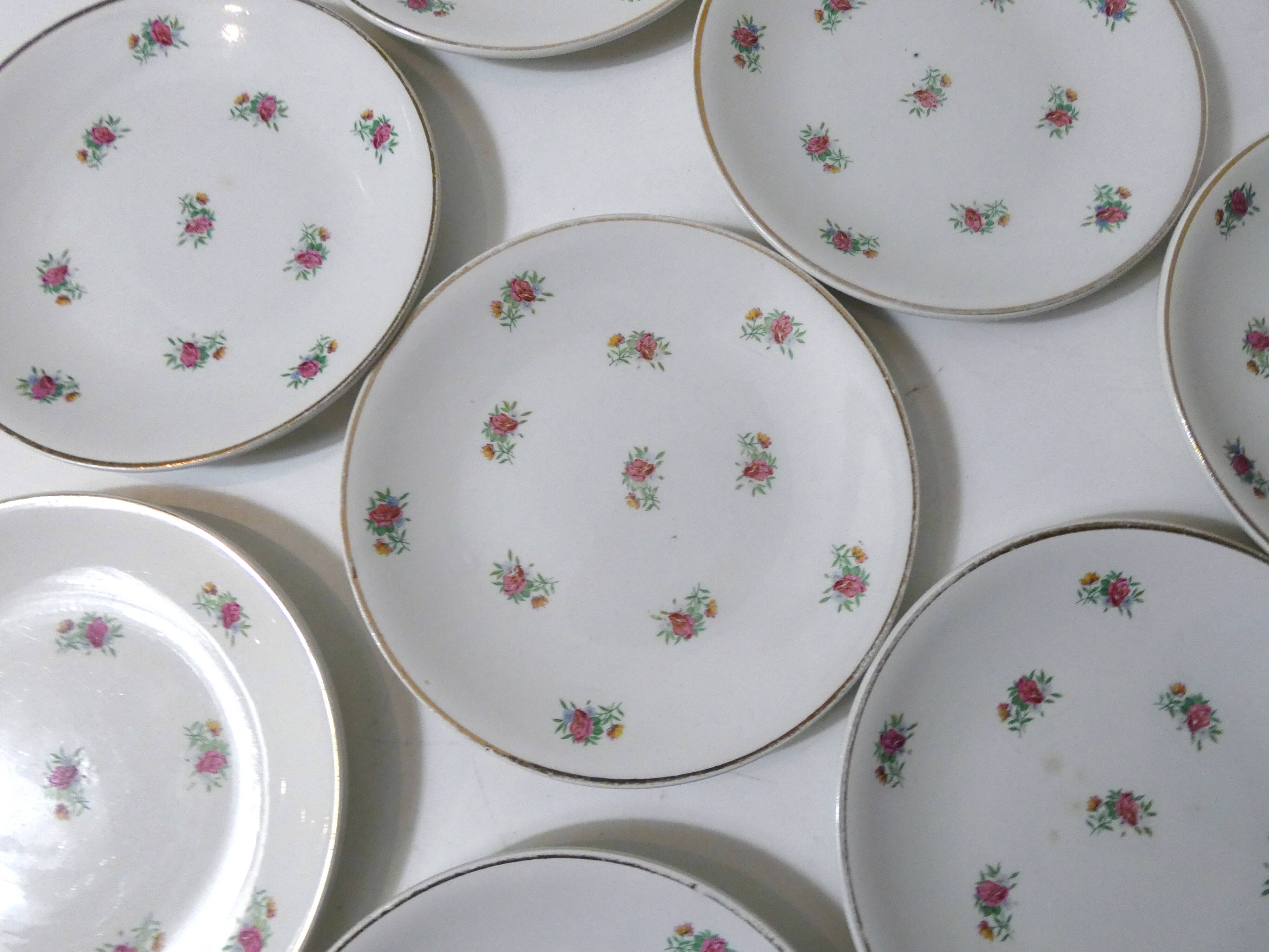 antique dessert service Lunéville 8 plates + 1 cake dish